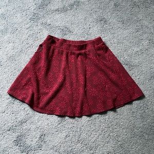 Daisy and Maroon Skater Skirt - Stretchy Size XL